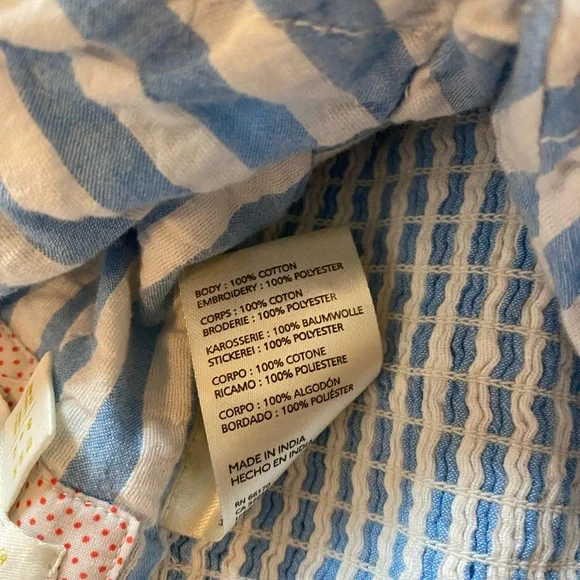 Anthropologie Blue & White Striped Strawberry Embroidered Cropped Tank - Picture 9 of 9